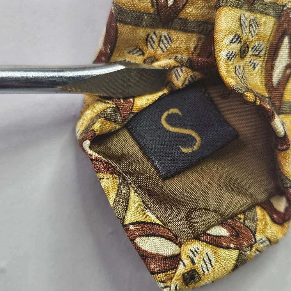 Robert Talbott Studio Tie Men's Standard Yellow Floral Geometric Silk Acetate US